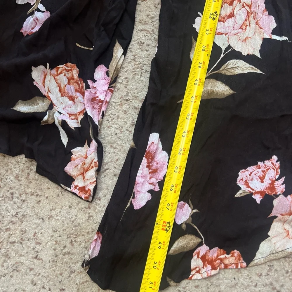 Audrey 1+3 Black floral Wide Leg Jumpsuit Boho Resort Chic small